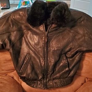 Vintage Andrew Marc Leather Coat with Fur insert